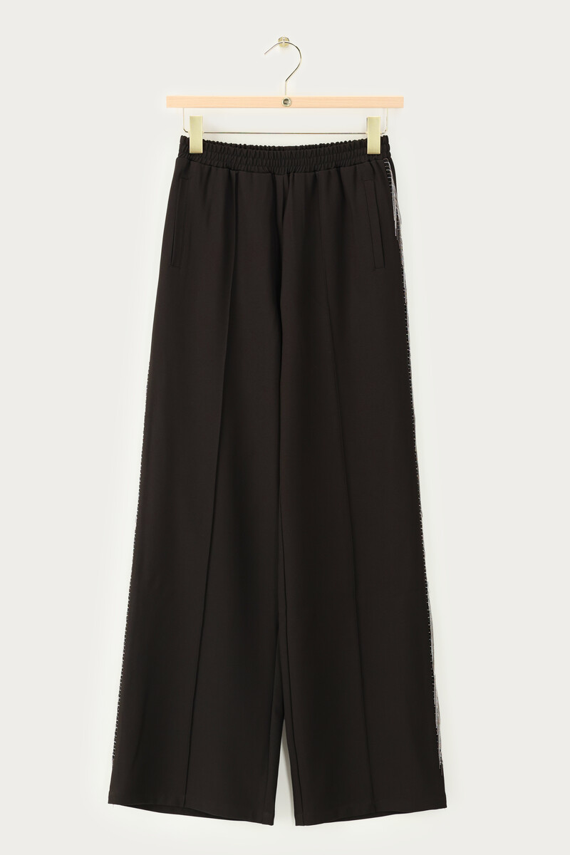 Black wide leg pants with ball chain |My Jewellery