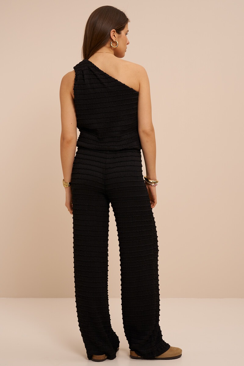 Black wide-leg pants with elastic band and structure | My Jewellery