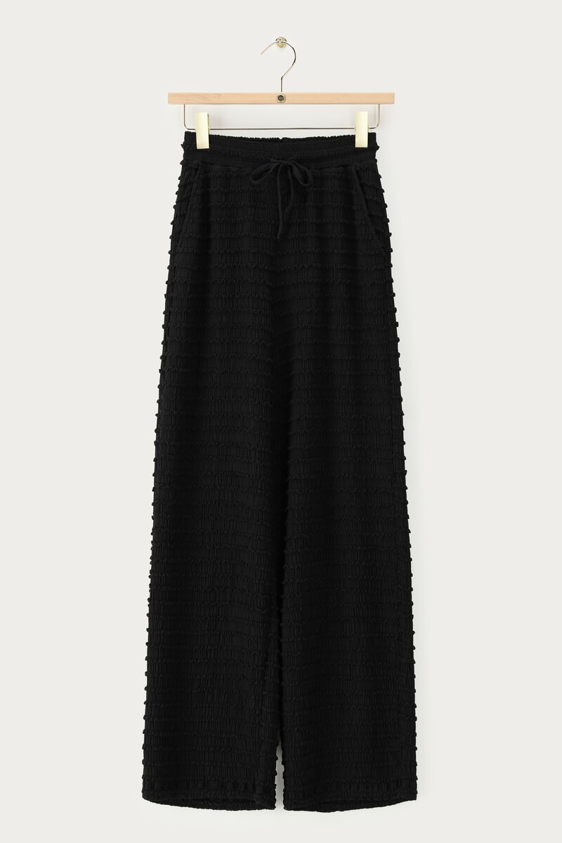 Black wide-leg pants with elastic band and structure | My Jewellery