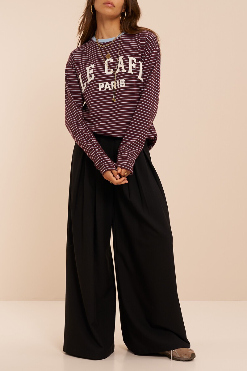 Black wide leg trousers with pleats | My Jewellery