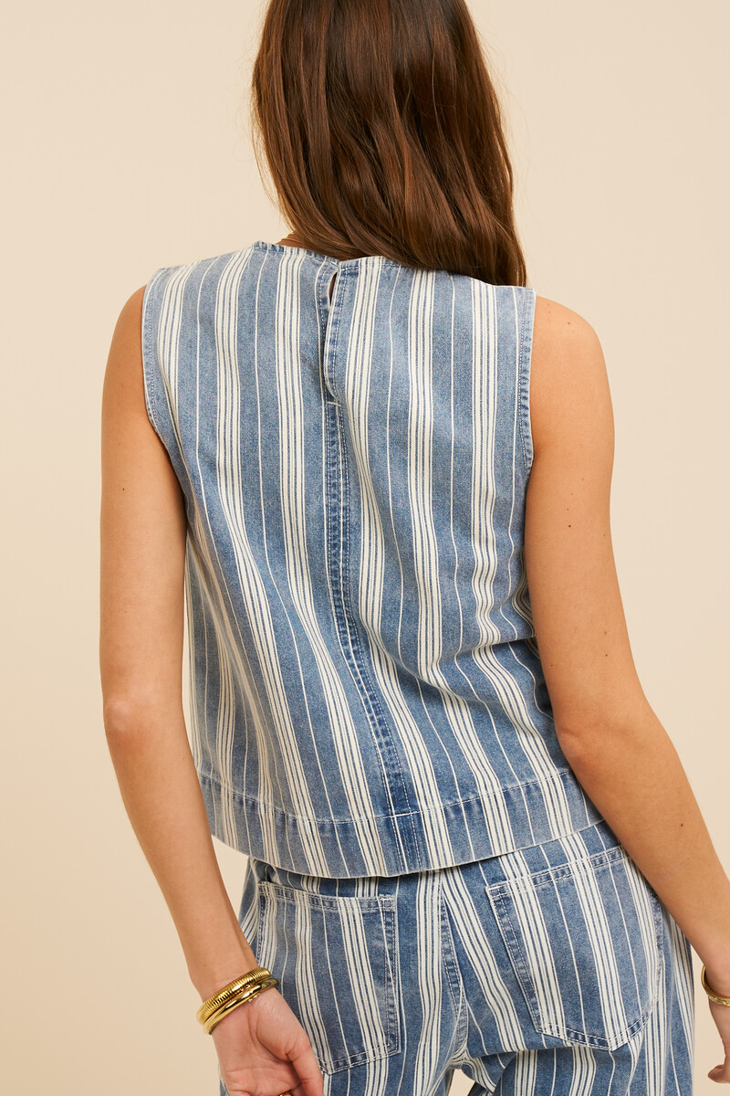 Blue and white striped denim top | My Jewellery