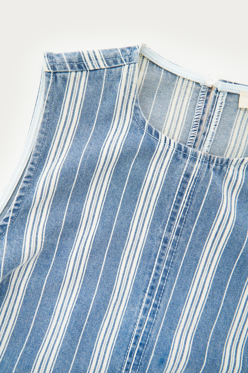 Blue and white striped denim top | My Jewellery