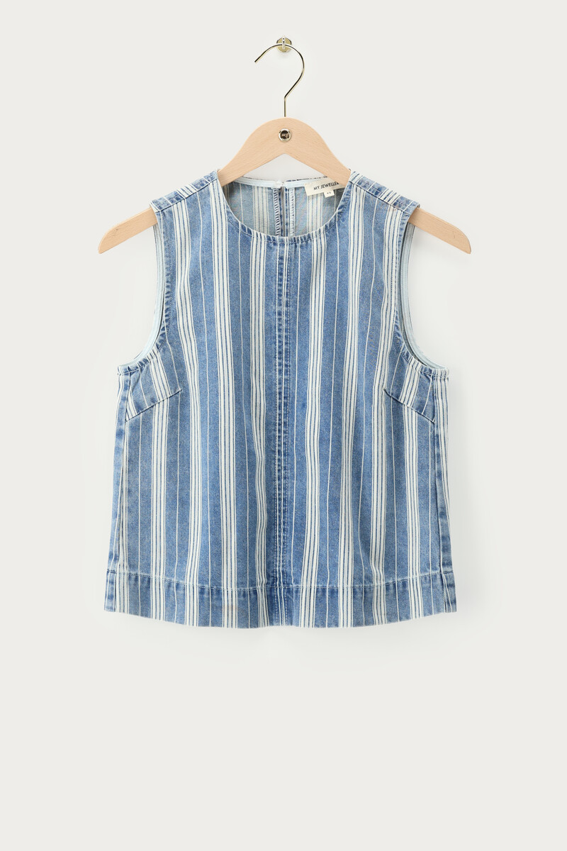 Blue and white striped denim top | My Jewellery