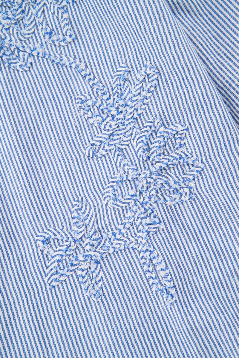 Blue and white striped blouse with embroidery details | My Jewellery