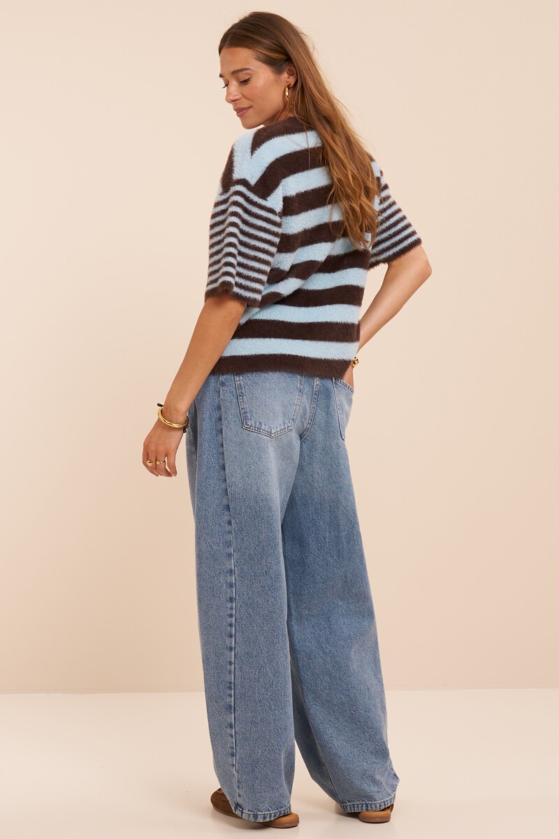 Blue barrel jeans with drawstring | My Jewellery