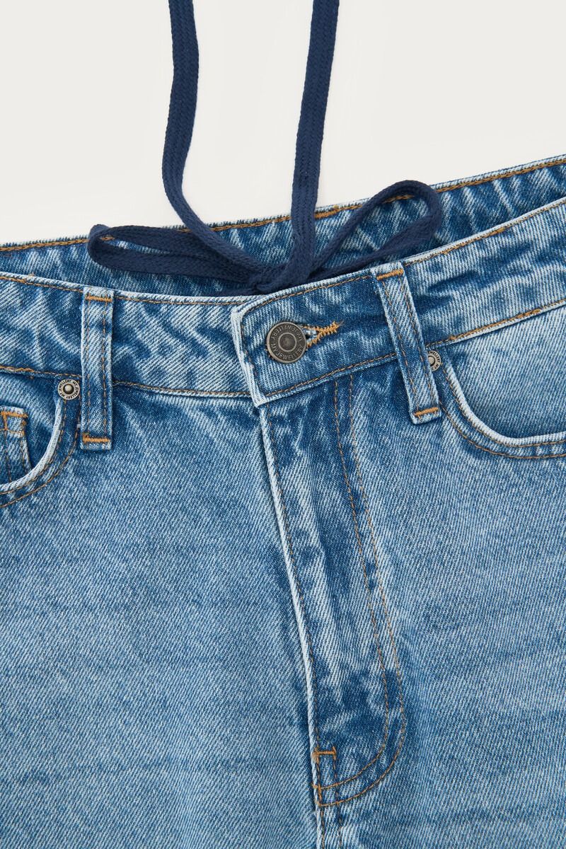 Blue barrel jeans with drawstring | My Jewellery
