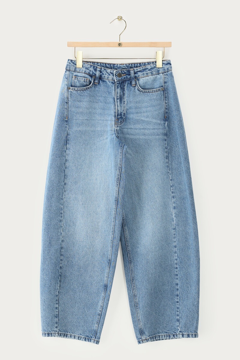 Blue barrel jeans with drawstring | My Jewellery