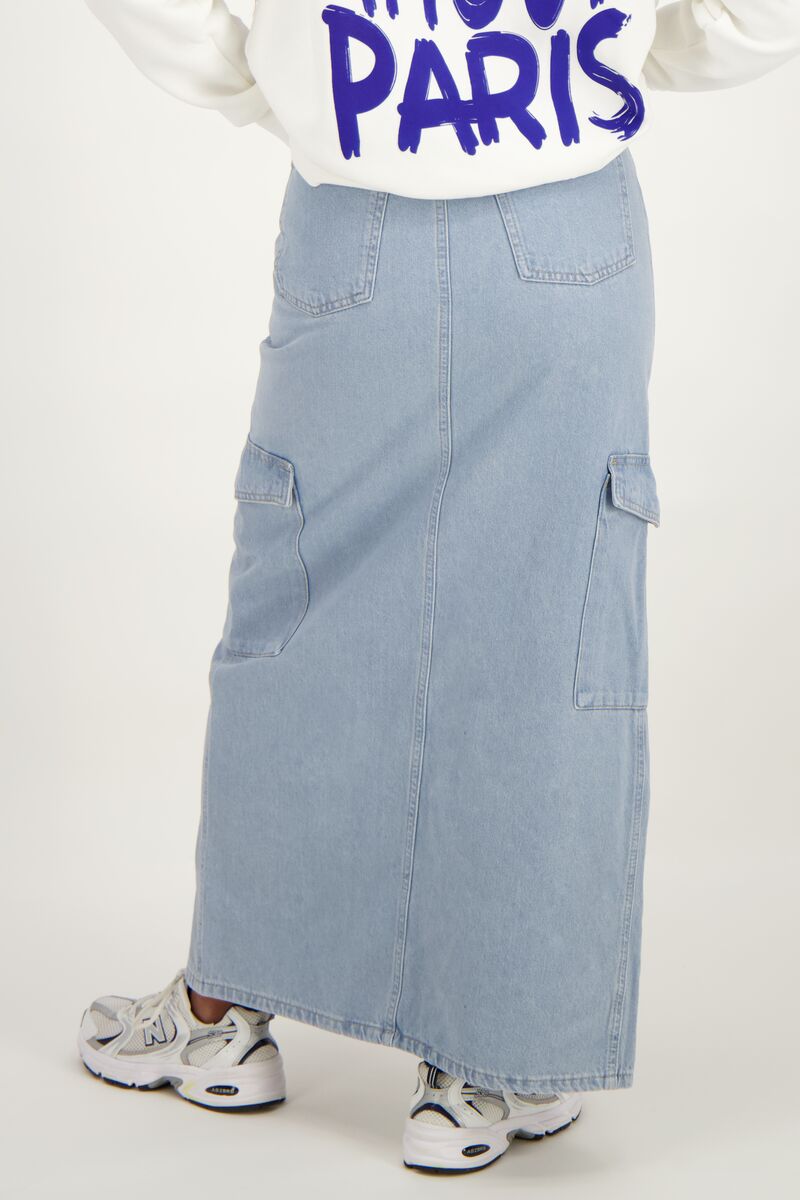 Blue denim cargo midi skirt | My Jewellery
