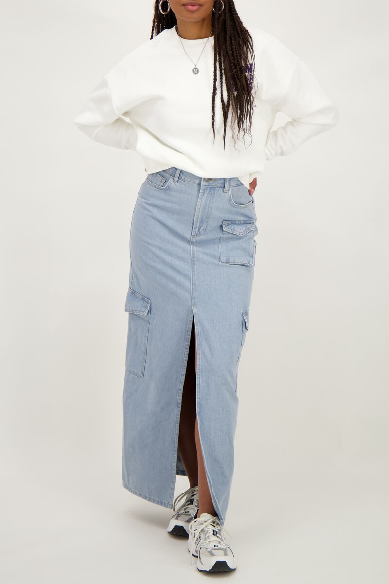 Blue denim cargo midi skirt | My Jewellery