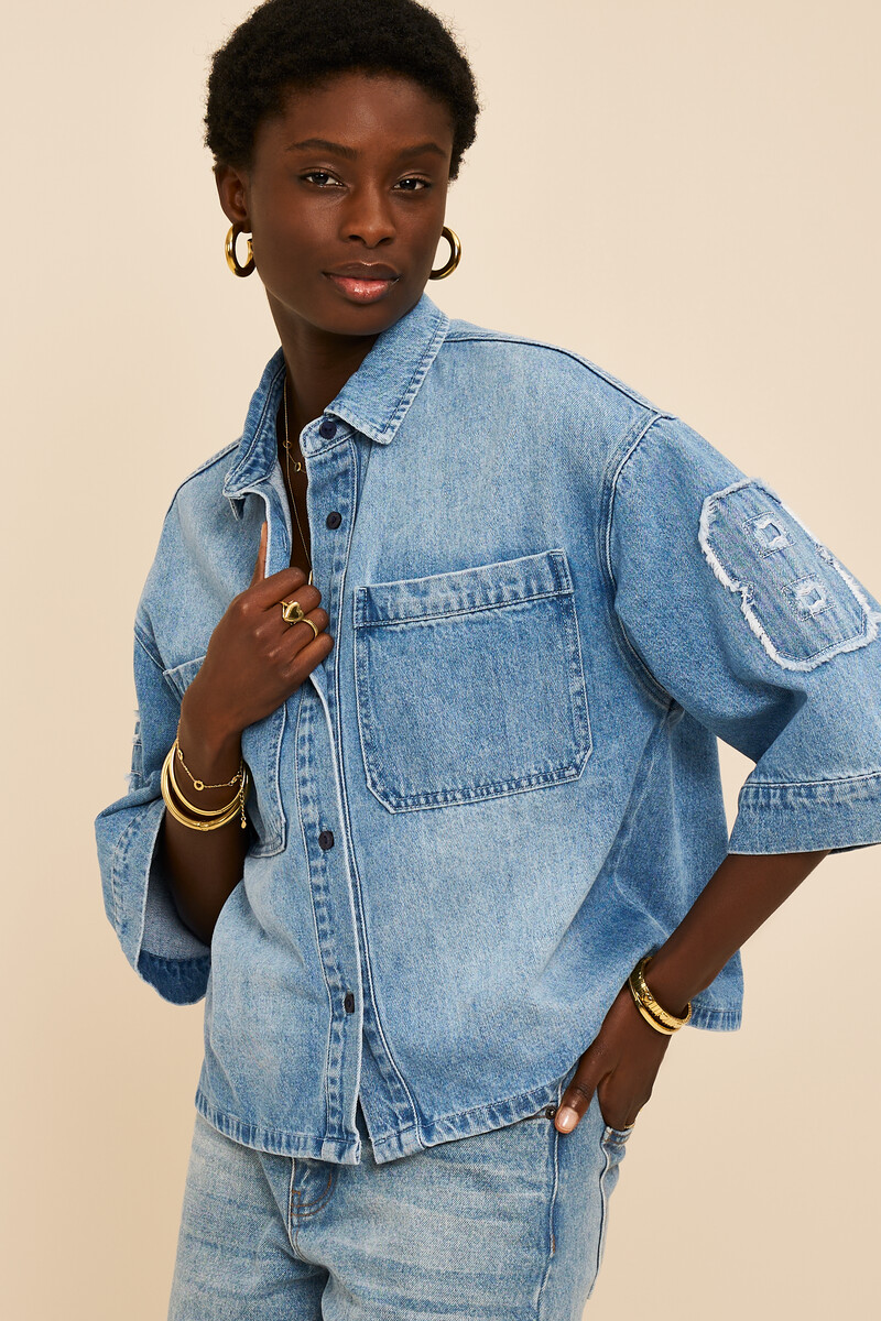 Blue denim blouse "Amour" | My Jewellery