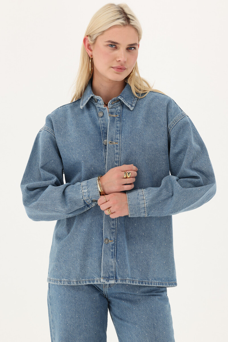 Blue denim blouse with rhinestones | My Jewellery