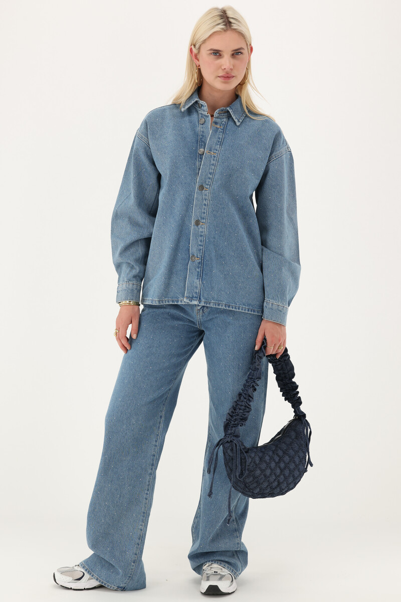 Blue denim blouse with rhinestones | My Jewellery