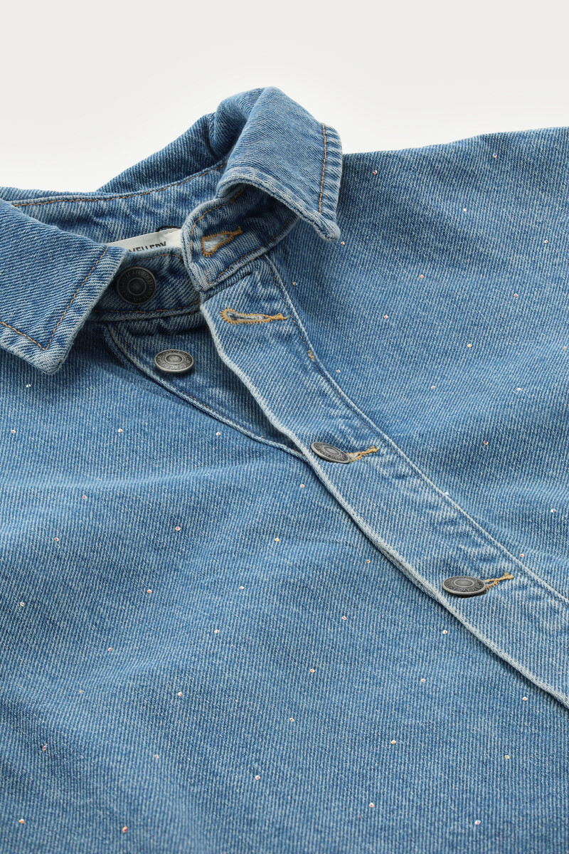 Blue denim blouse with rhinestones | My Jewellery