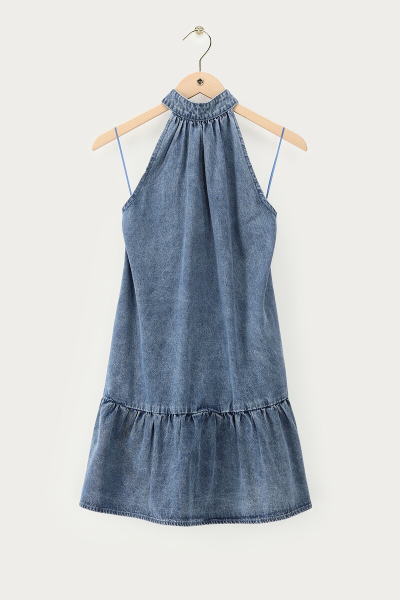 Blue denim halter dress | My Jewellery