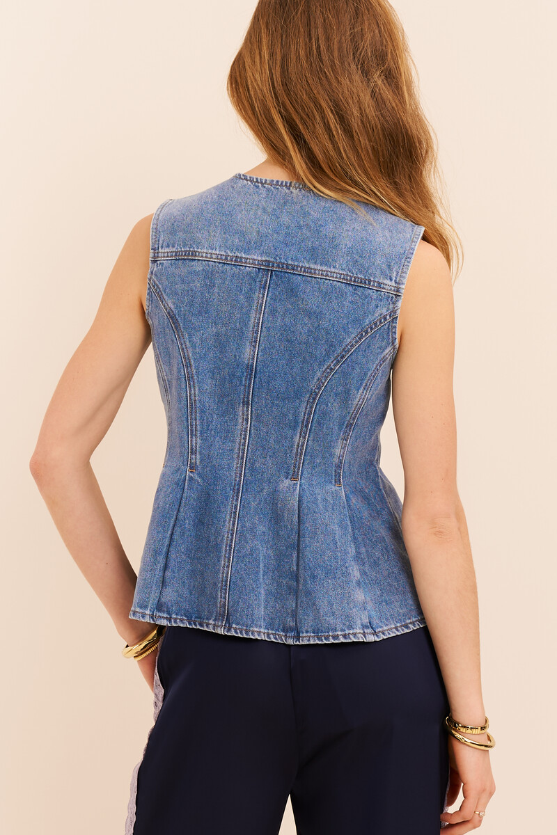 Blue denim peplum top | My Jewellery