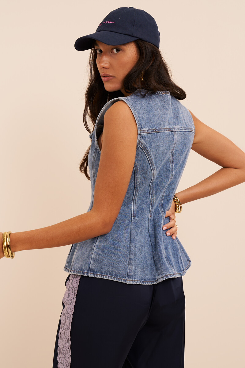 Blue denim peplum top | My Jewellery