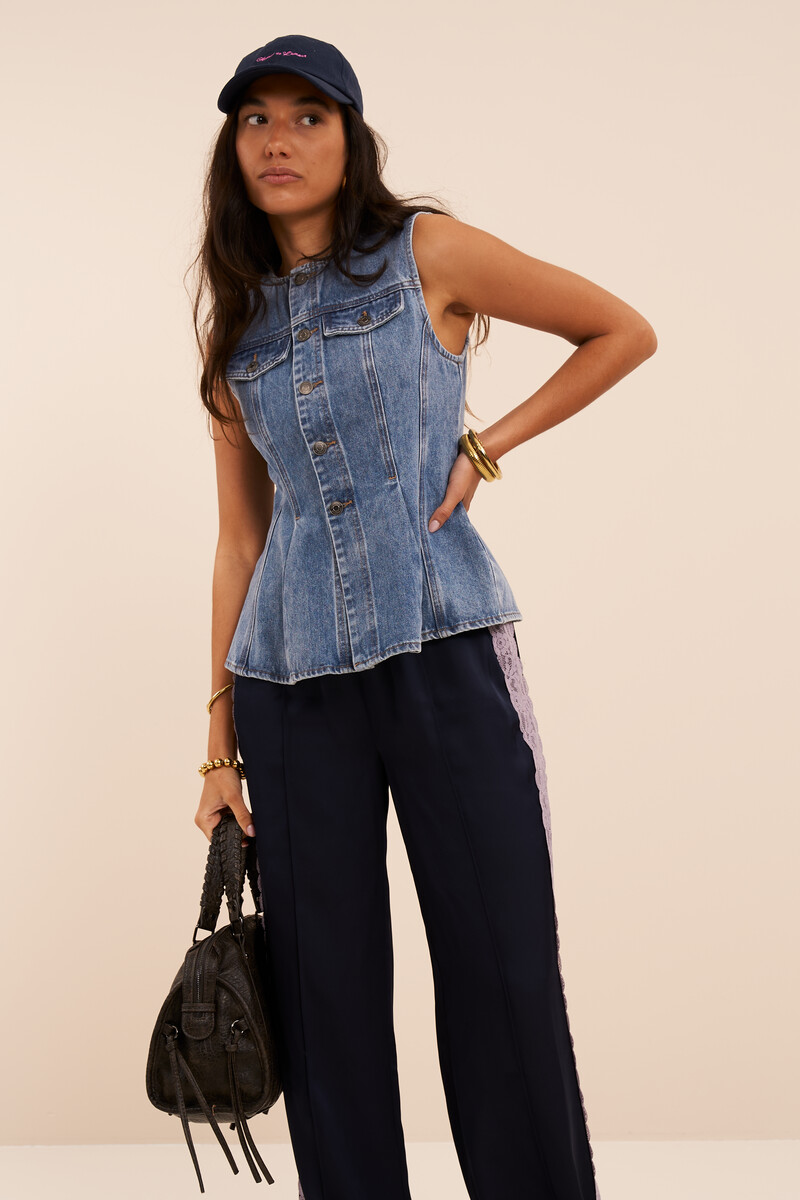 Blue denim peplum top | My Jewellery