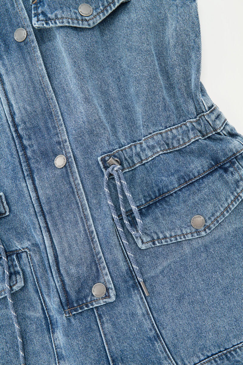 Blue denim playsuit with drawstring details |My Jewellery