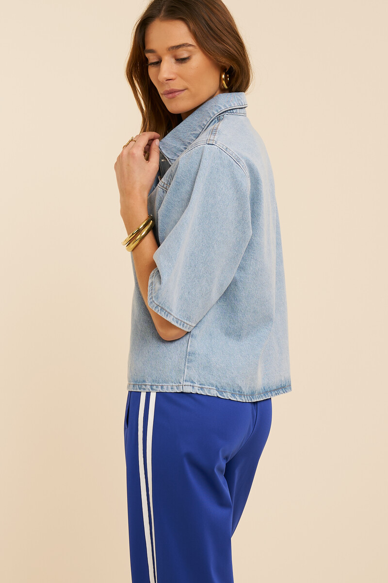 Blue denim polo top | My Jewellery