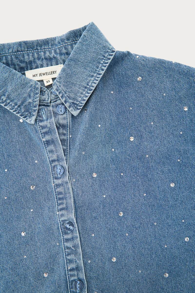 Blue denim shirt with polka dots | My Jewellery
