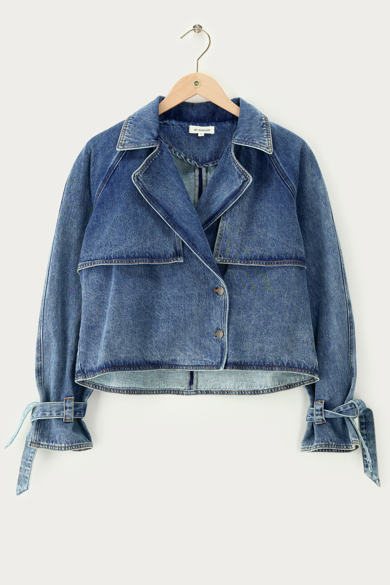 Blue denim short trench coat | My Jewellery