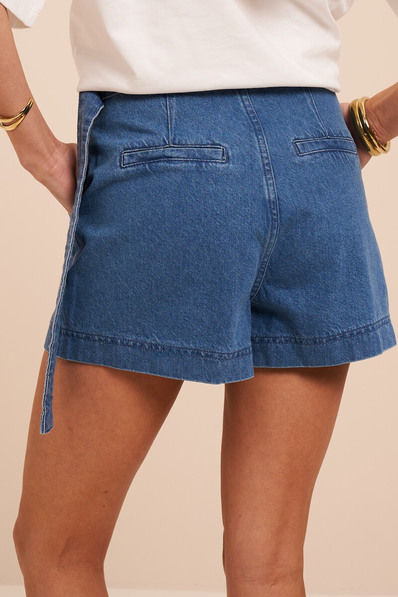 Blauw denim short met overslag