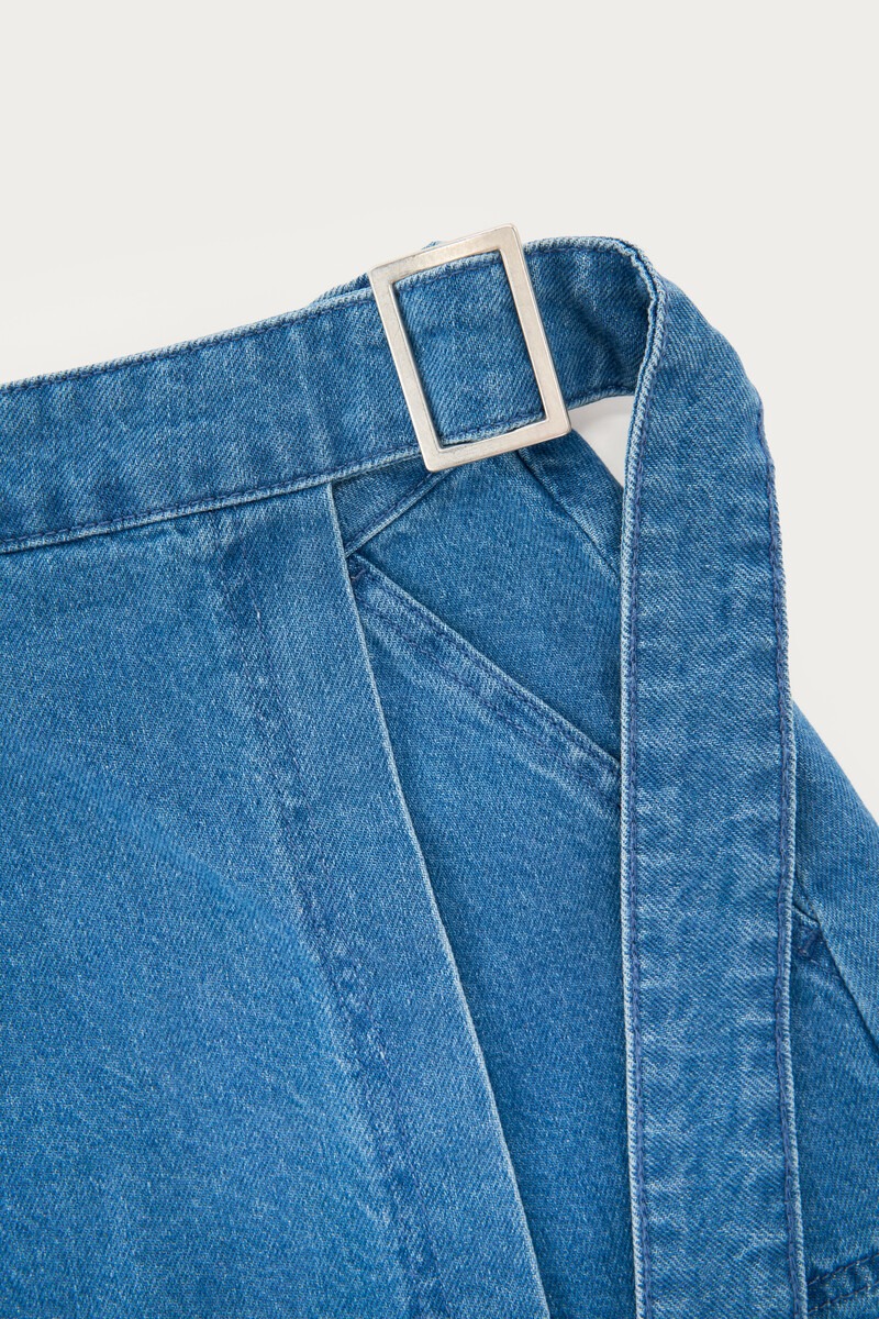 Blue denim shorts with overlap | My Jewellery