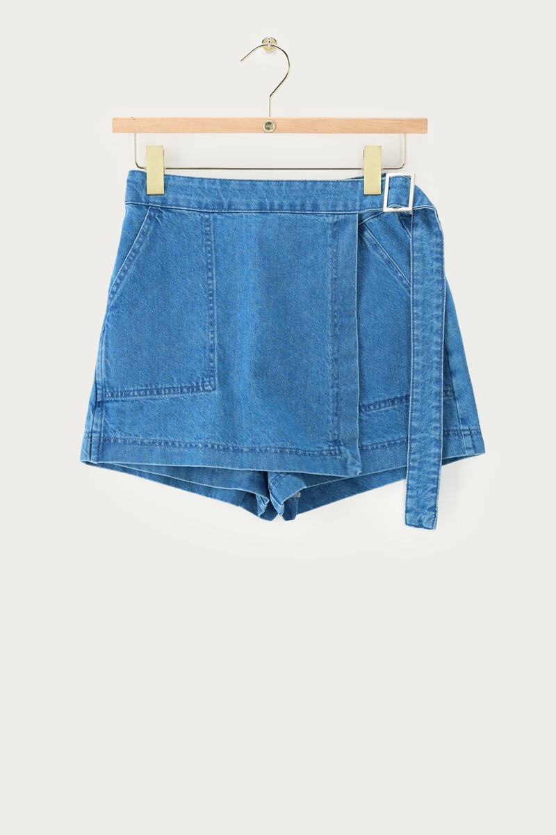 Blue denim shorts with overlap | My Jewellery