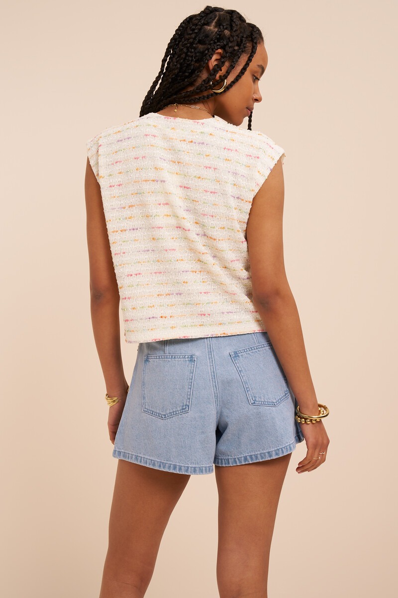 Blue denim shorts with pleats | My Jewellery