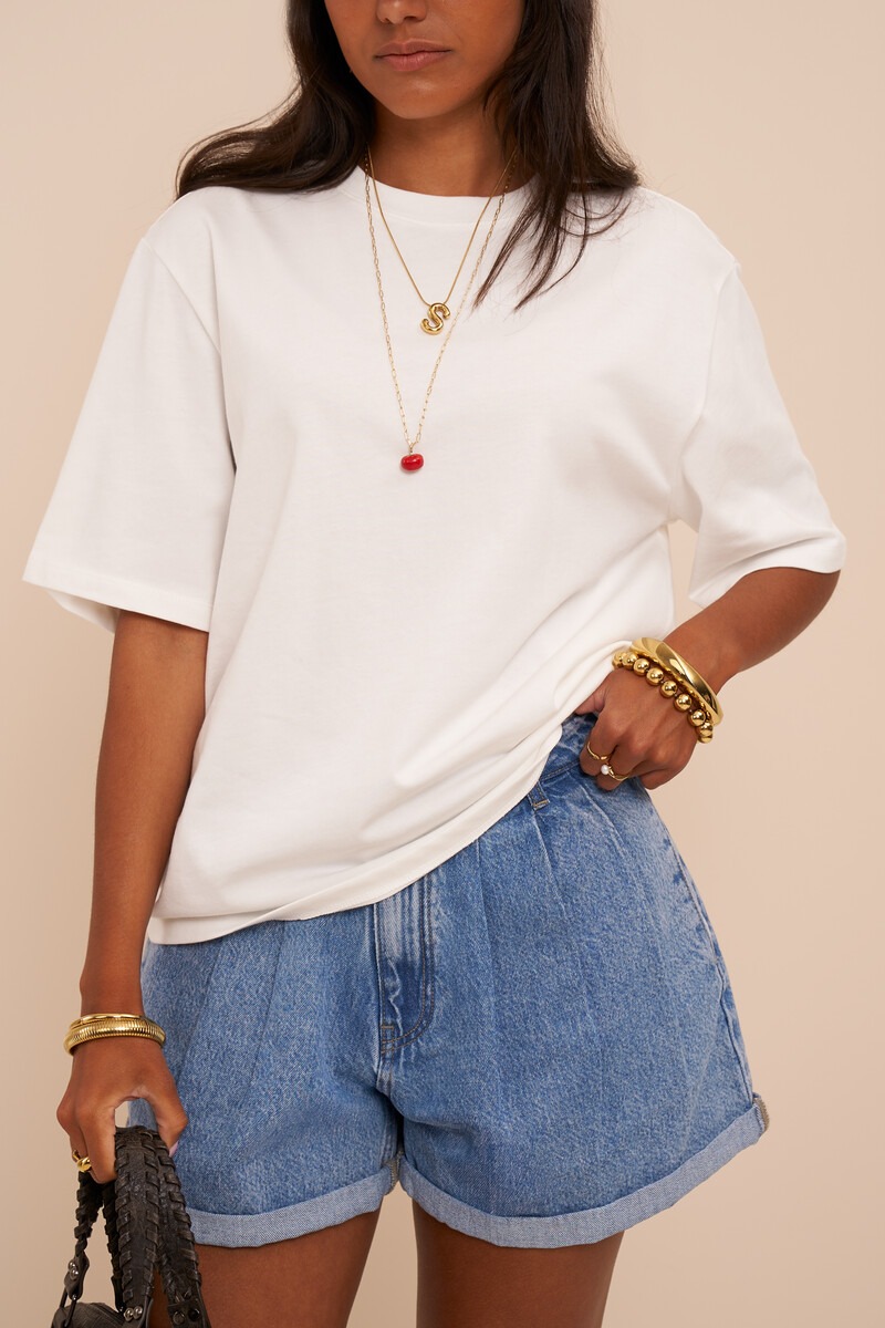 Blue denim shorts with pleats | My Jewellery