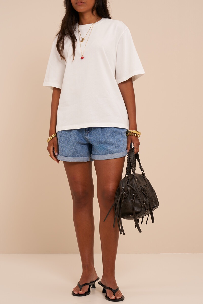 Blue denim shorts with pleats | My Jewellery