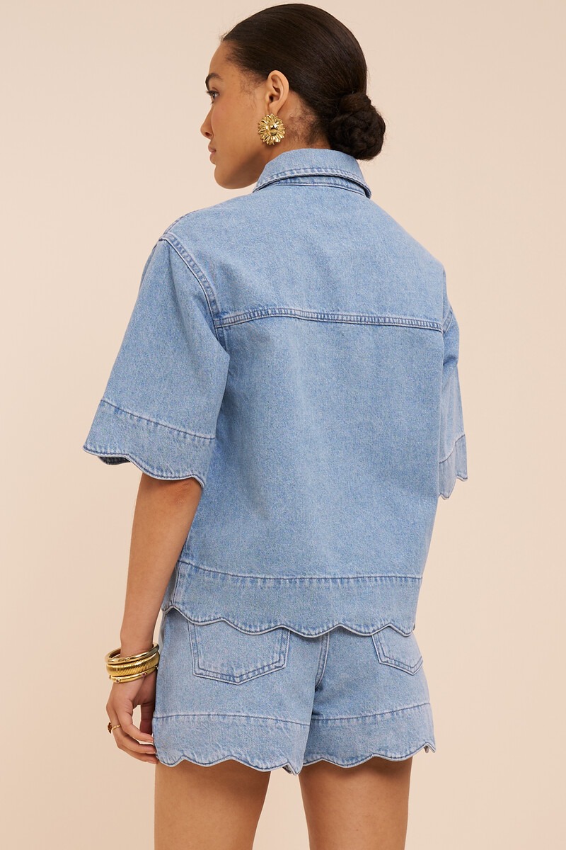 Denim Shorts with Scalloped Edge | My Jewellery