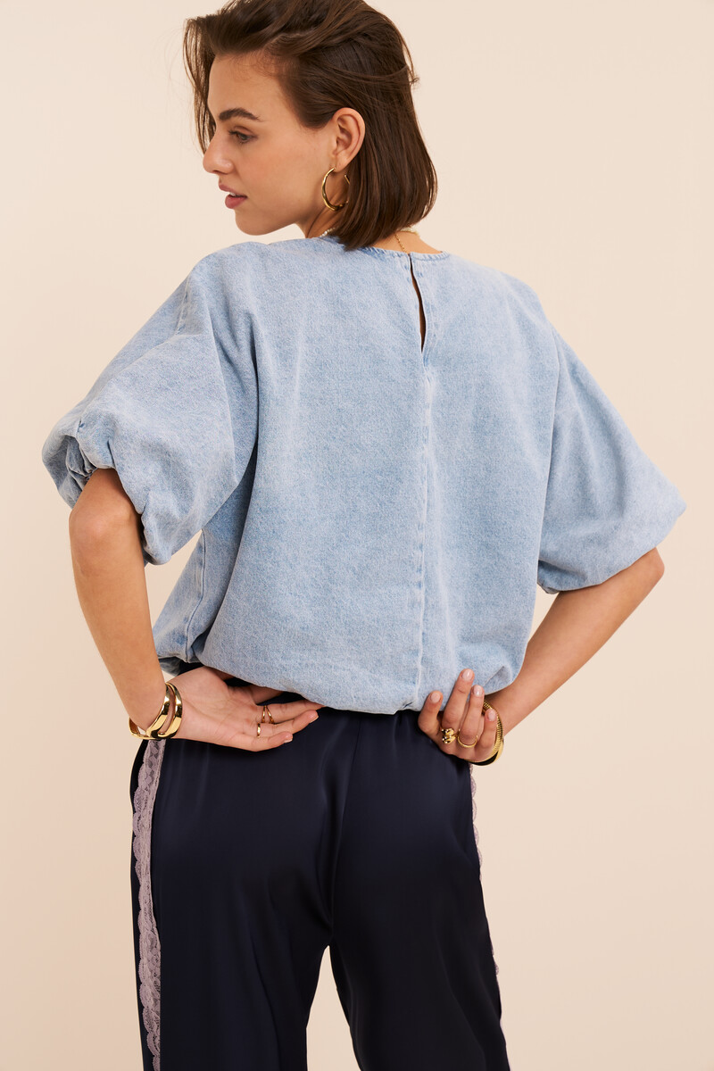 Blue denim top in balloon look | My Jewellery