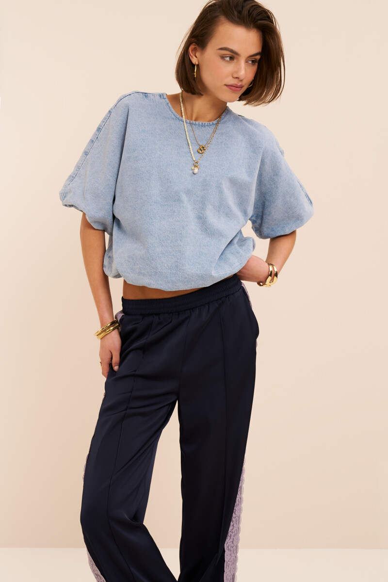 Blue denim top in balloon look | My Jewellery