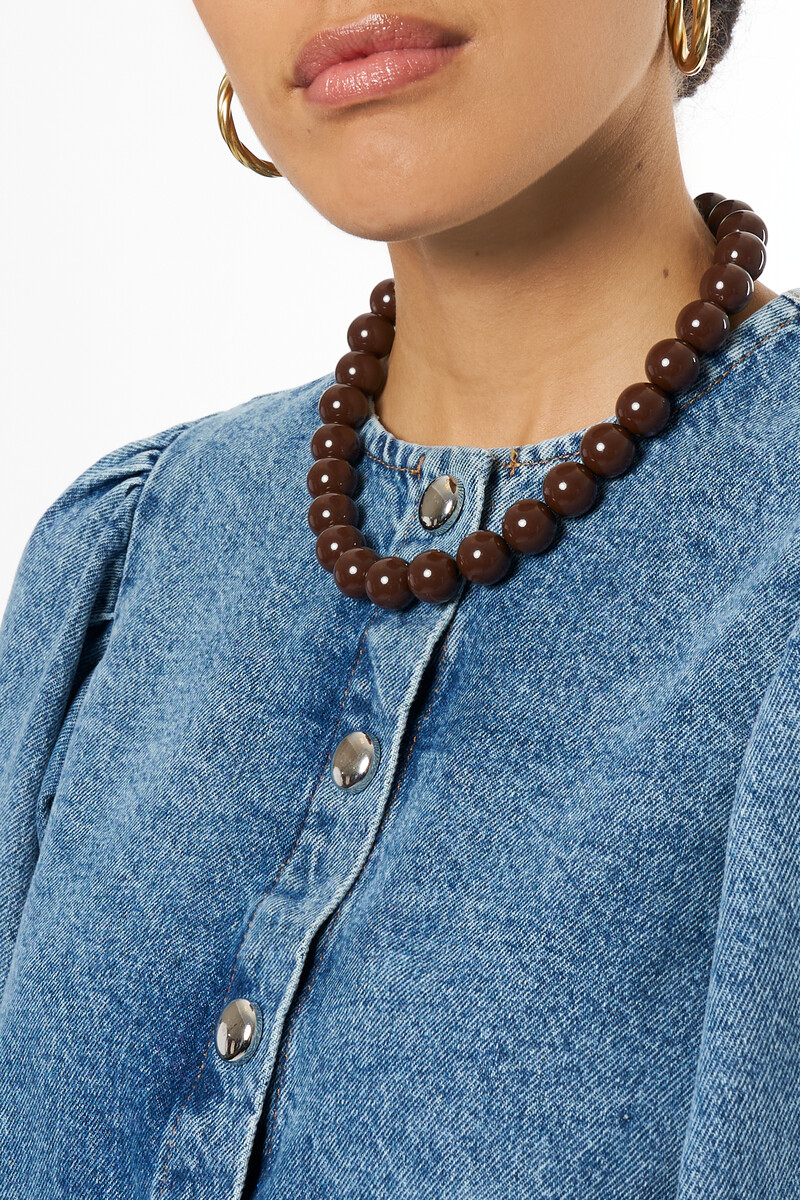 Blue denim top with balloon sleeves | My Jewellery