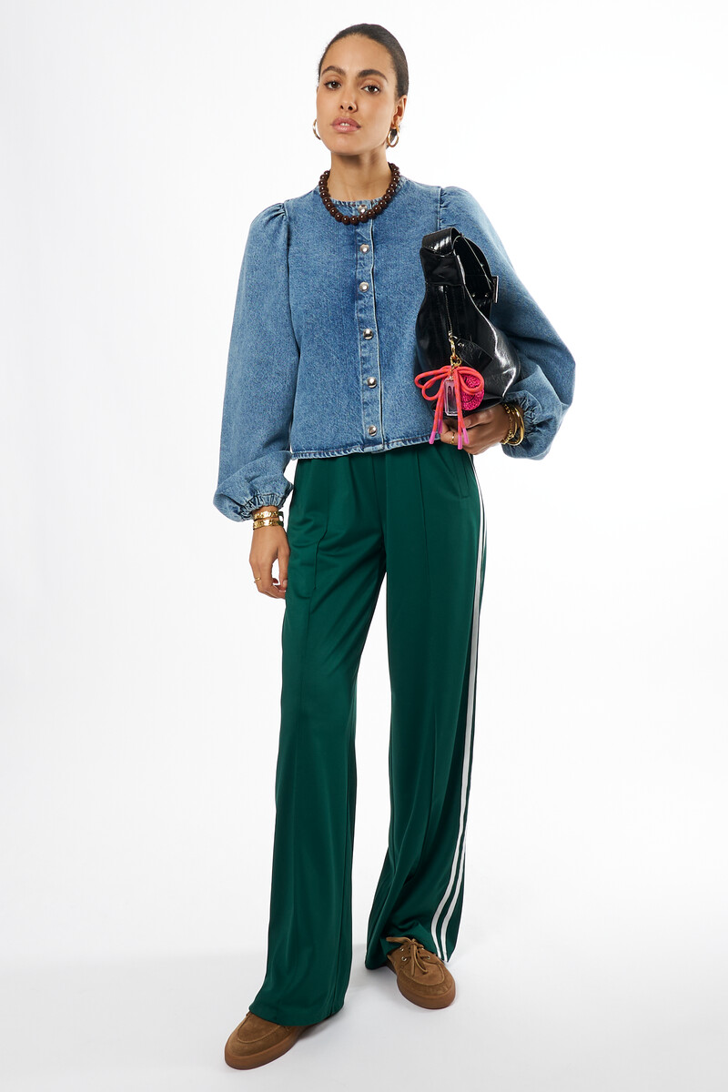 Blue denim top with balloon sleeves | My Jewellery