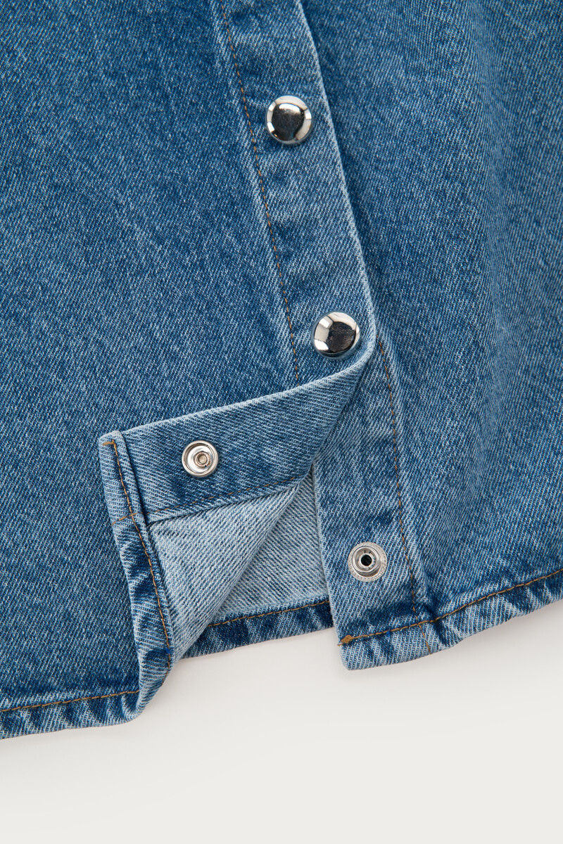 Blue denim top with balloon sleeves | My Jewellery