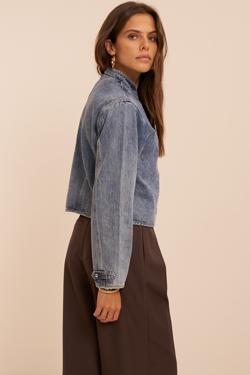 Blue denim top with long sleeves and buttons | My Jewellery