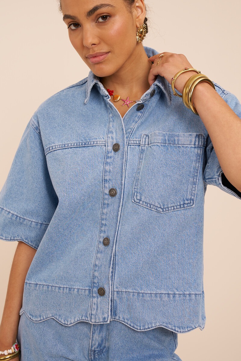 Denim Top with Scalloped Edge | My Jewellery