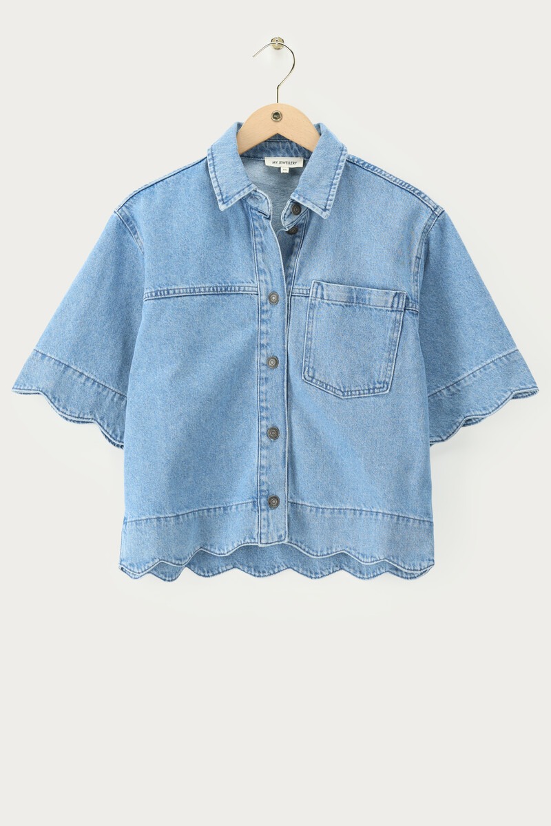 Denim Top with Scalloped Edge | My Jewellery