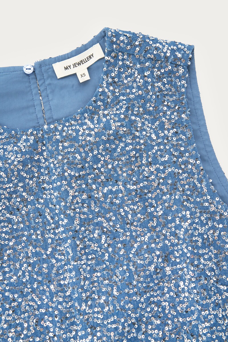 Blue denim top with sequins | My Jewellery