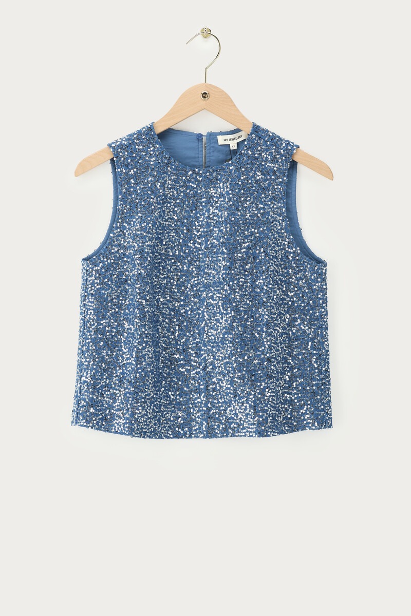 Blue denim top with sequins | My Jewellery