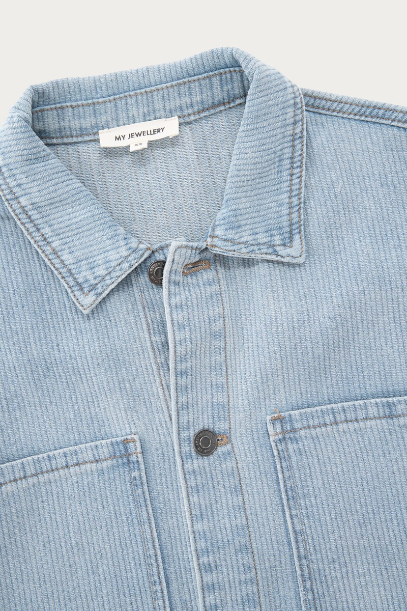 Blue denim top with striped texture | My Jewellery