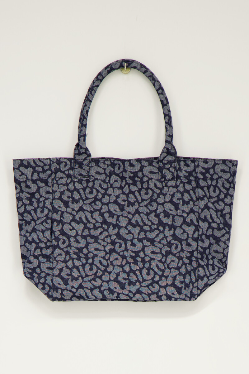 Blue denim tote bag with leopard print | My Jewellery