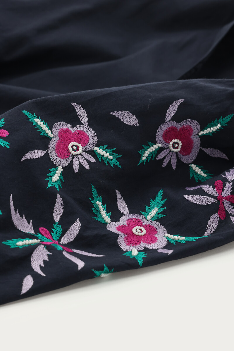 Dark blue embroidery blouse with flowers | My Jewellery