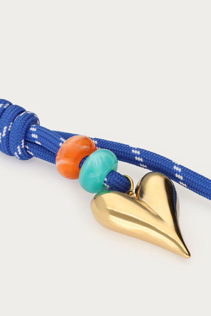 Blue hearts bag charm with cord and beads | My Jewellery