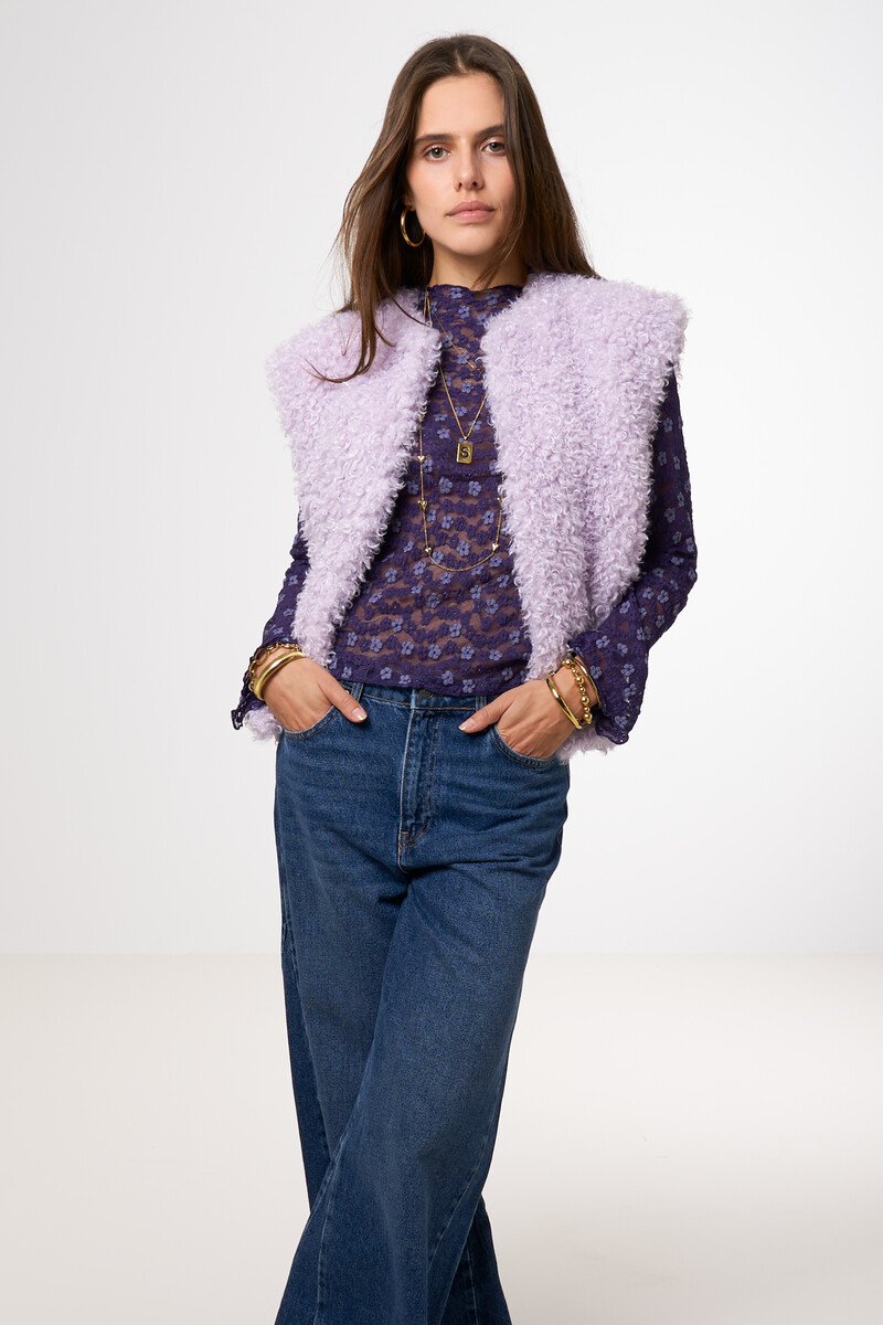 Blue lace top with floral print | My Jewellery