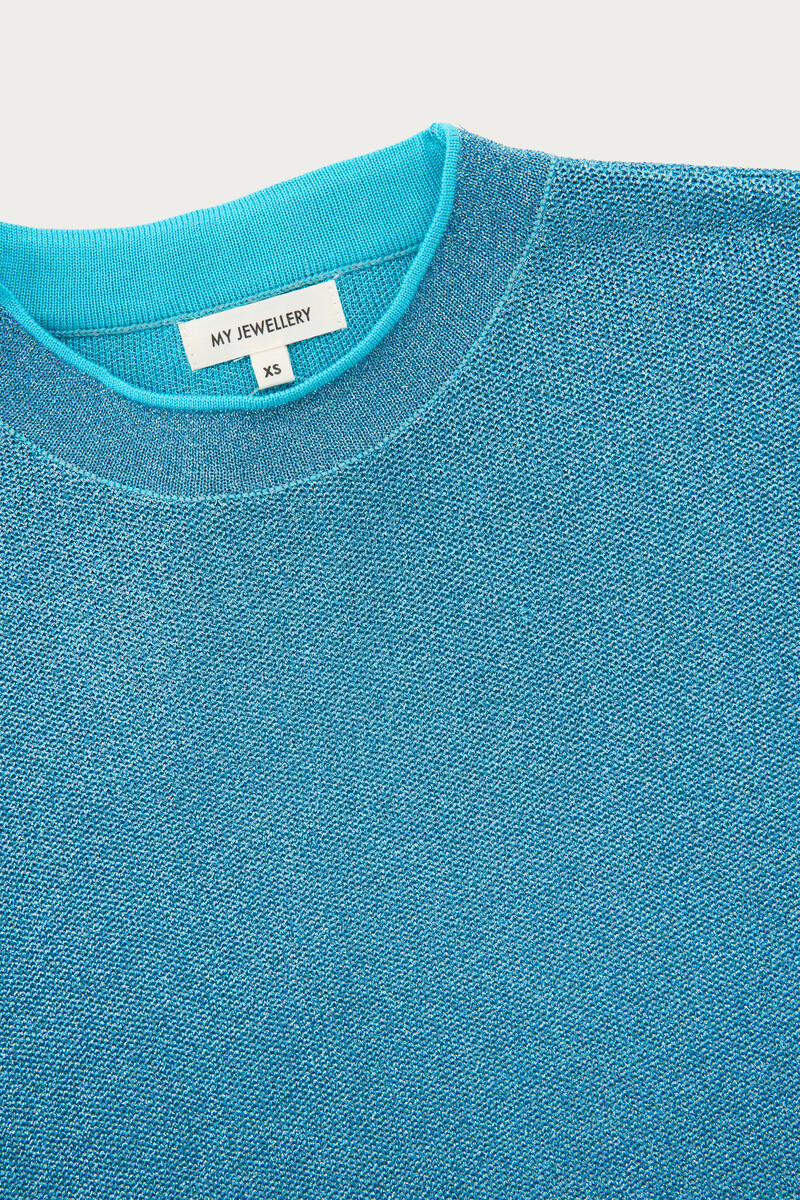Blue lurex top with round neckline | My Jewellery