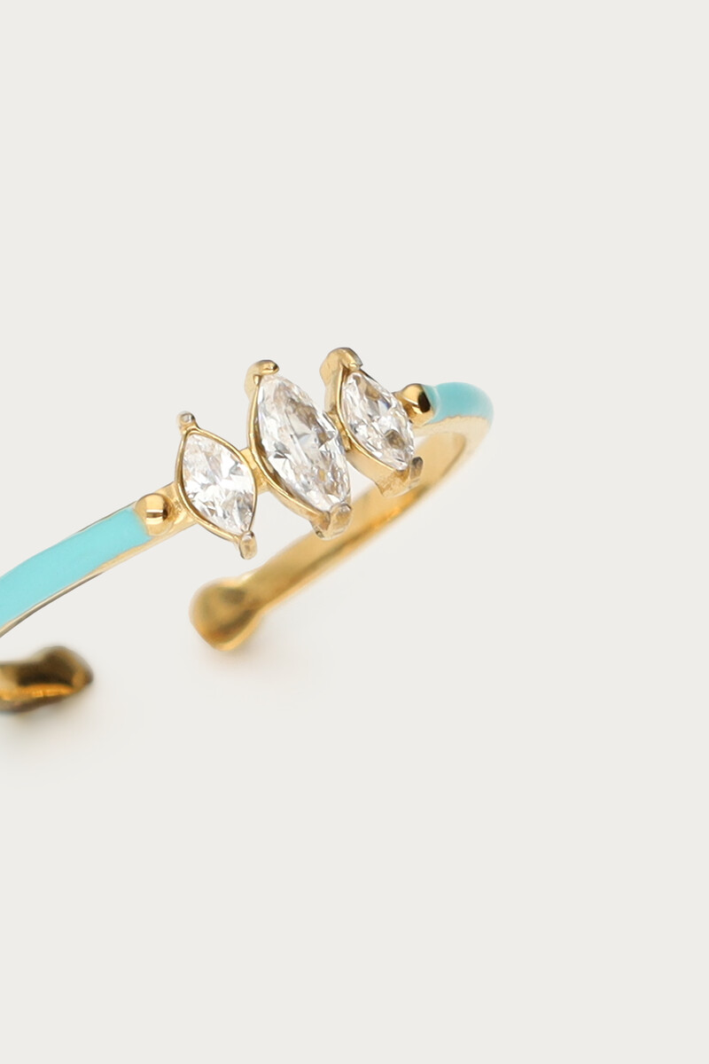 Blue minimalist ring with rhinestones | My Jewellery