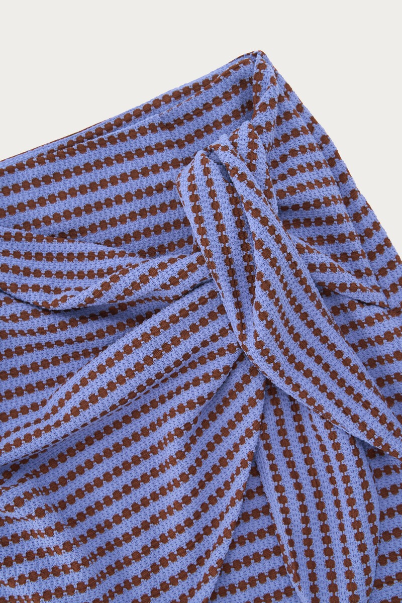 Blue short crochet skirt with bow detail | My Jewellery